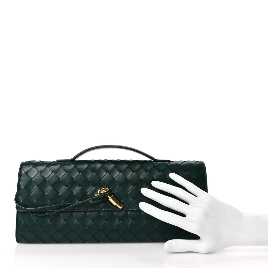 Bottega Veneta  Nappa Intrecciato Long Andiamo Top Handle Clutch Emerald Green Image 2