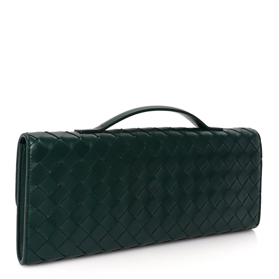 Bottega Veneta  Nappa Intrecciato Long Andiamo Top Handle Clutch Emerald Green Image 3