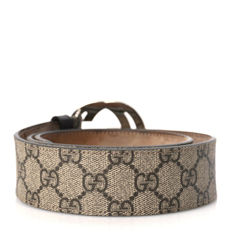  Gucci GG Supreme Monogram Selleria Calfskin Interlocking G 40mm Belt 75 30 Beige Ebony Cocoa