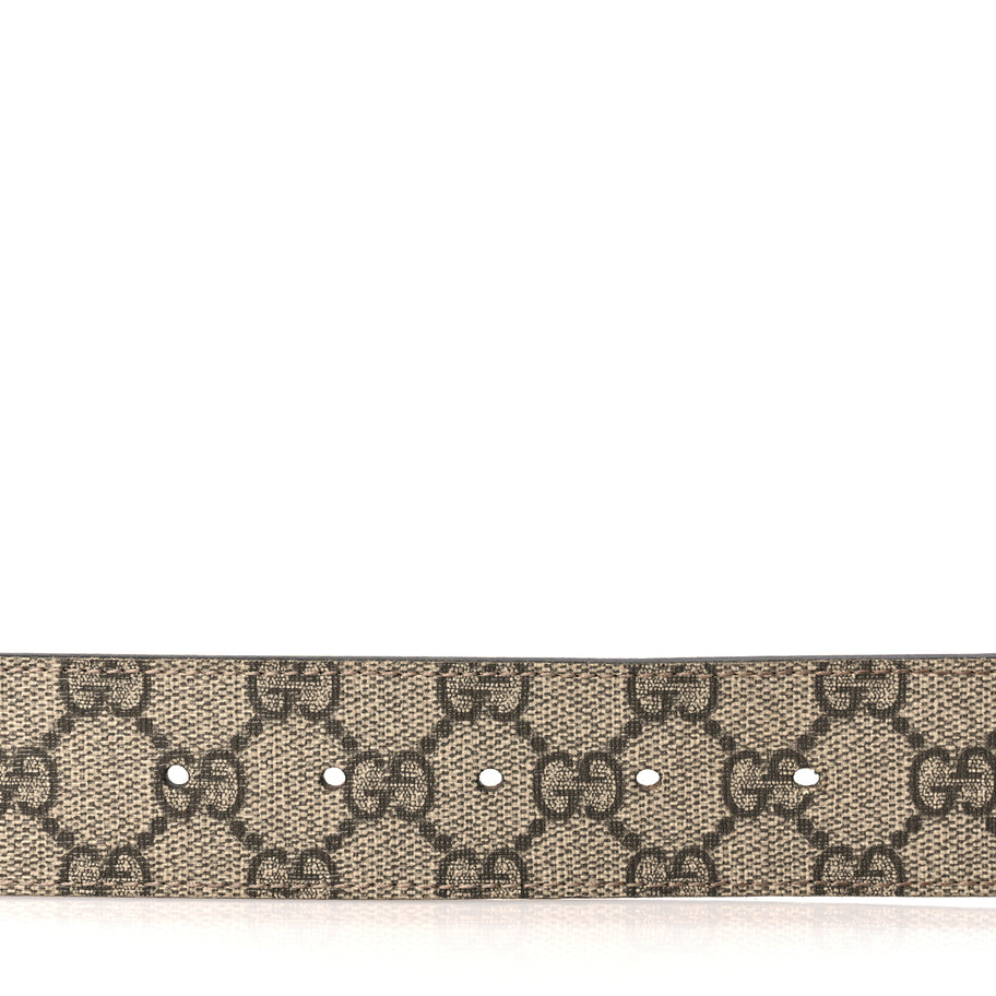 Gucci GG Supreme Monogram Selleria Calfskin Interlocking G 40mm Belt 75 30 Beige Ebony Cocoa Image 3