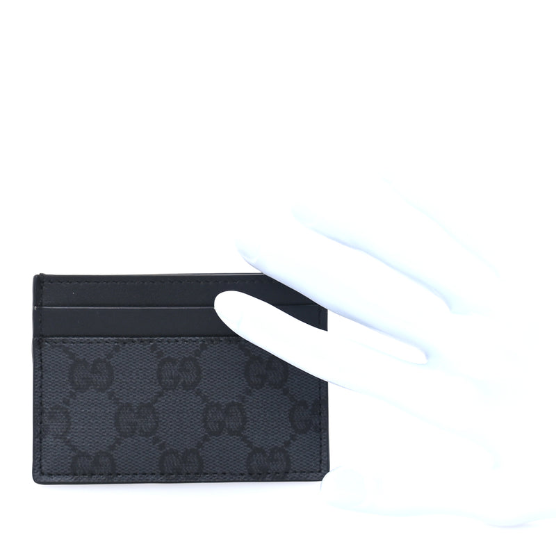  Gucci GG Supreme Monogram Card Holder  Black Grey