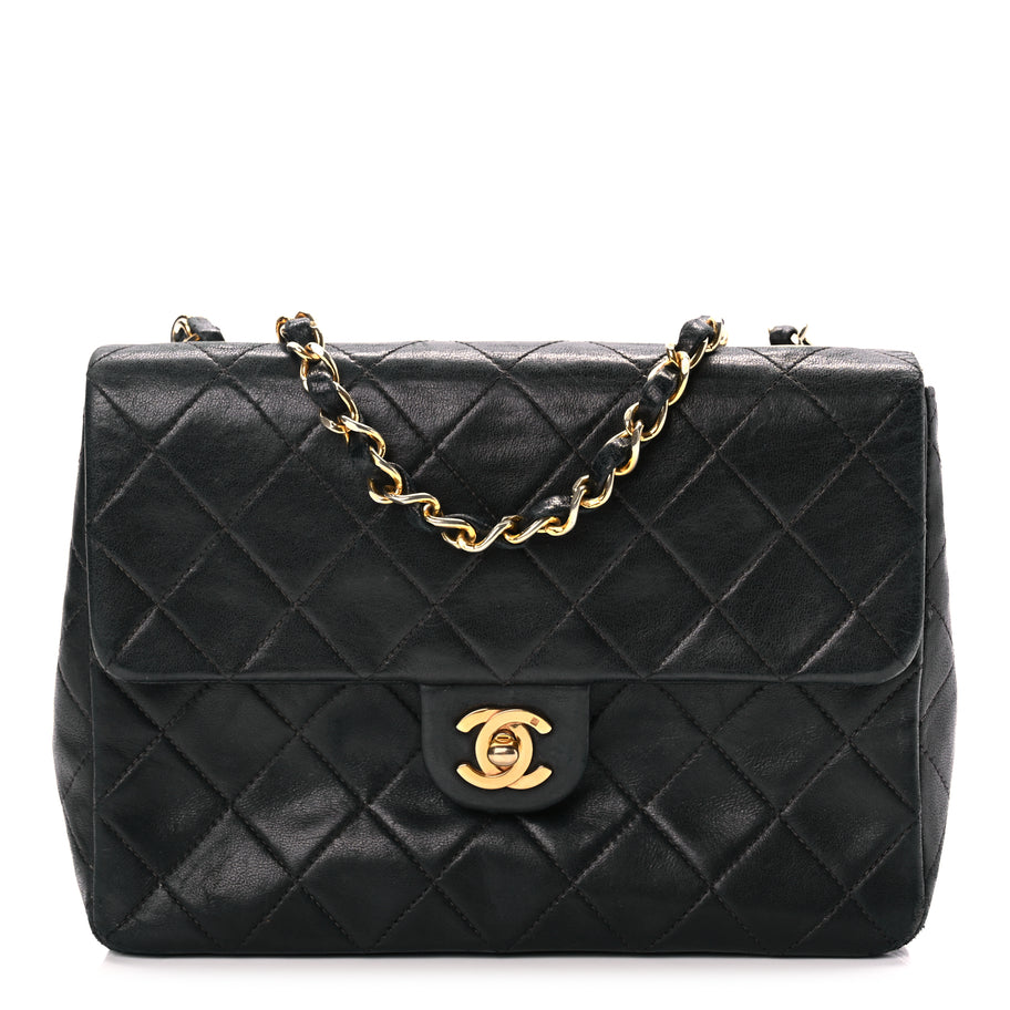 Chanel Lambskin Quilted Small Single Flap Black Black Image 1