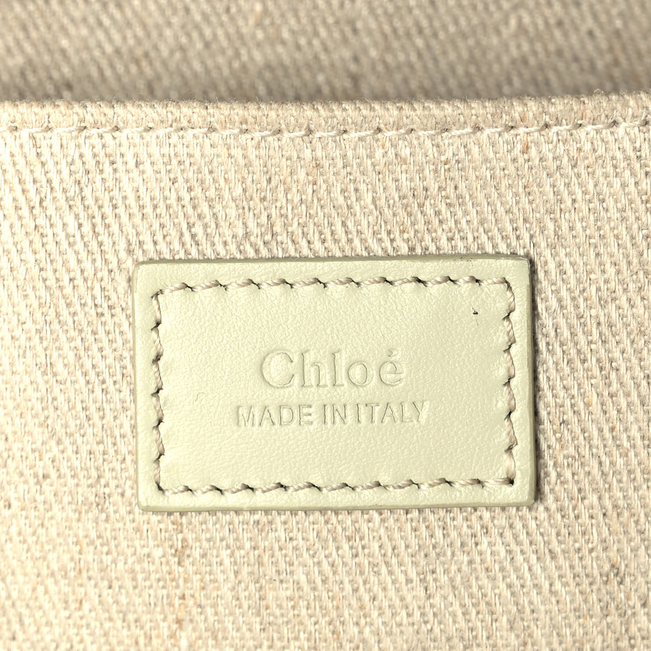 Chloe Linen Calfskin Small Woody Ribbon Tote With Strap  Light Eucalyptus Image 5