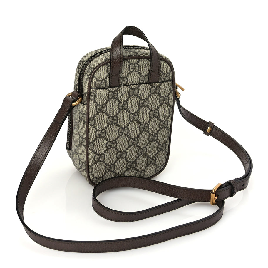 Gucci GG Supreme Monogram Web Mini Ophidia Double Zip Messenger Bag Beige New Acero Image 2