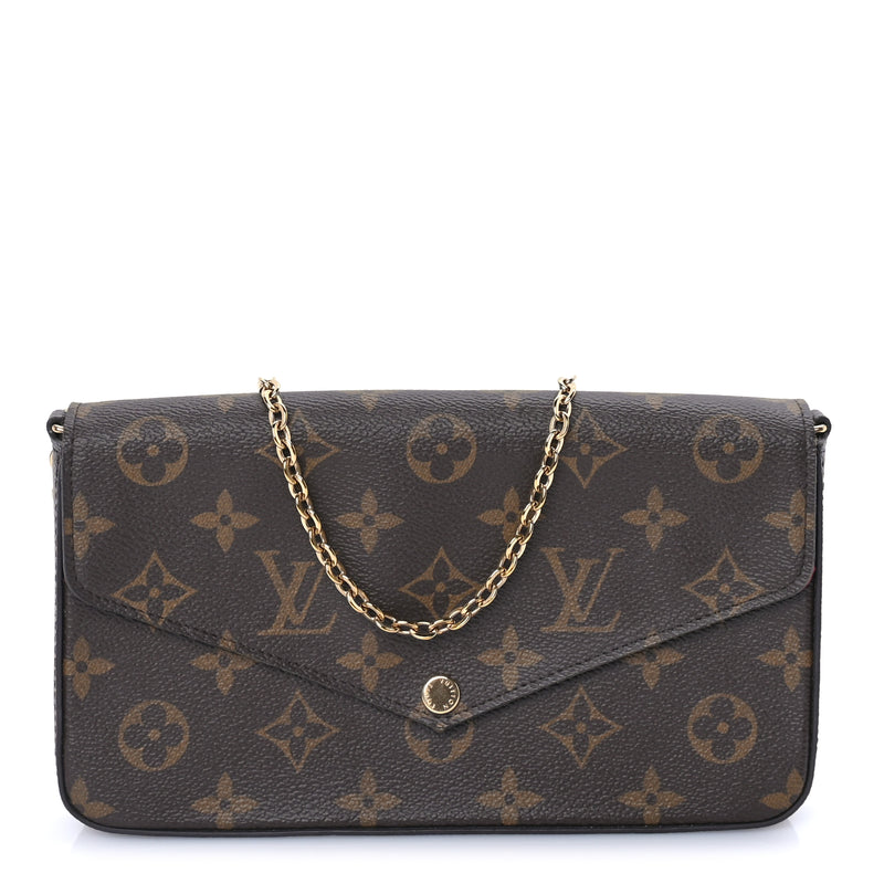  Louis Vuitton Monogram Pochette Felicie Chain Wallet  Fuchsia