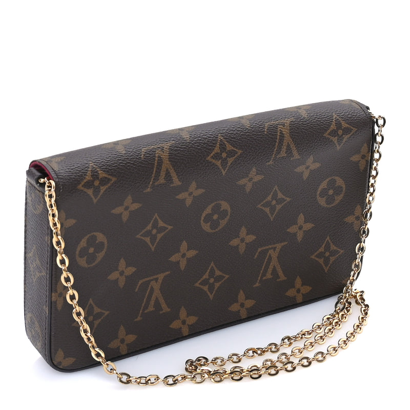  Louis Vuitton Monogram Pochette Felicie Chain Wallet  Fuchsia