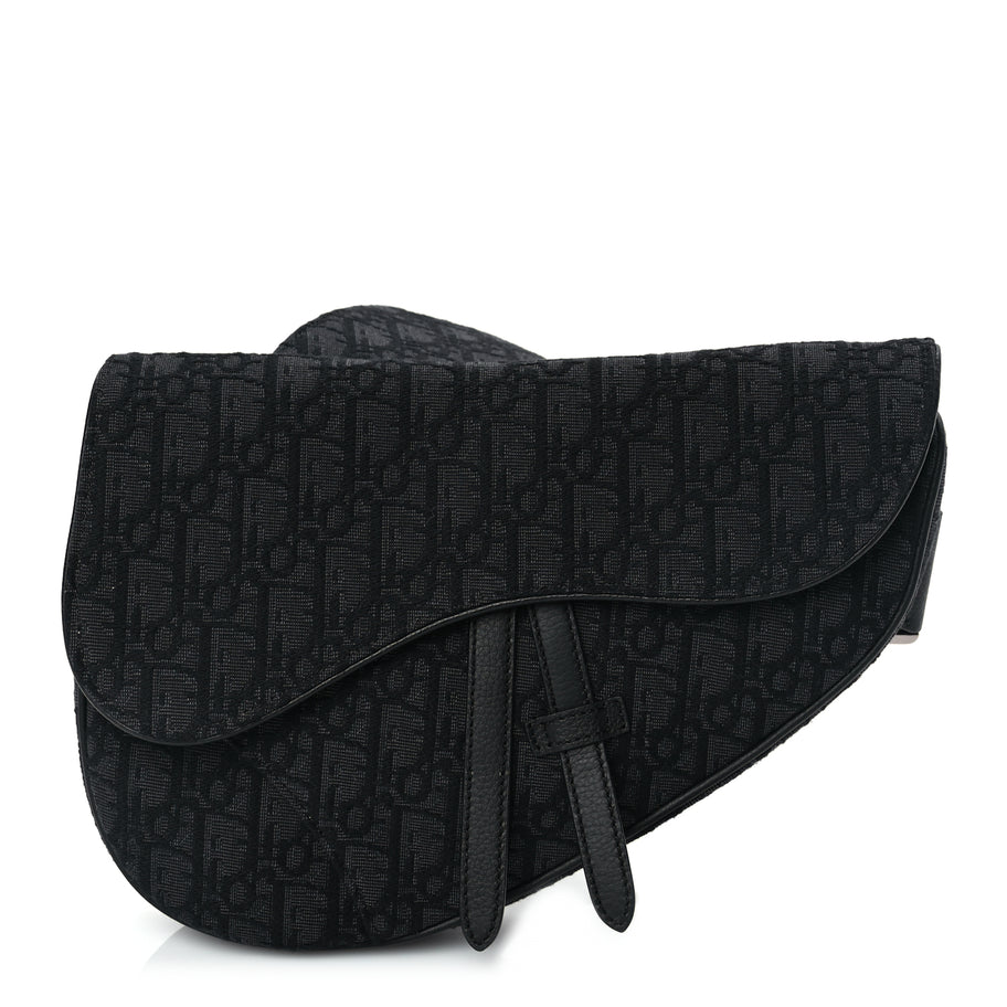 Christian Dior Oblique Mens Saddle Bag Black Blue Image 1