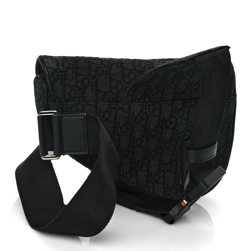  Christian Dior Oblique Mens Saddle Bag Black Blue