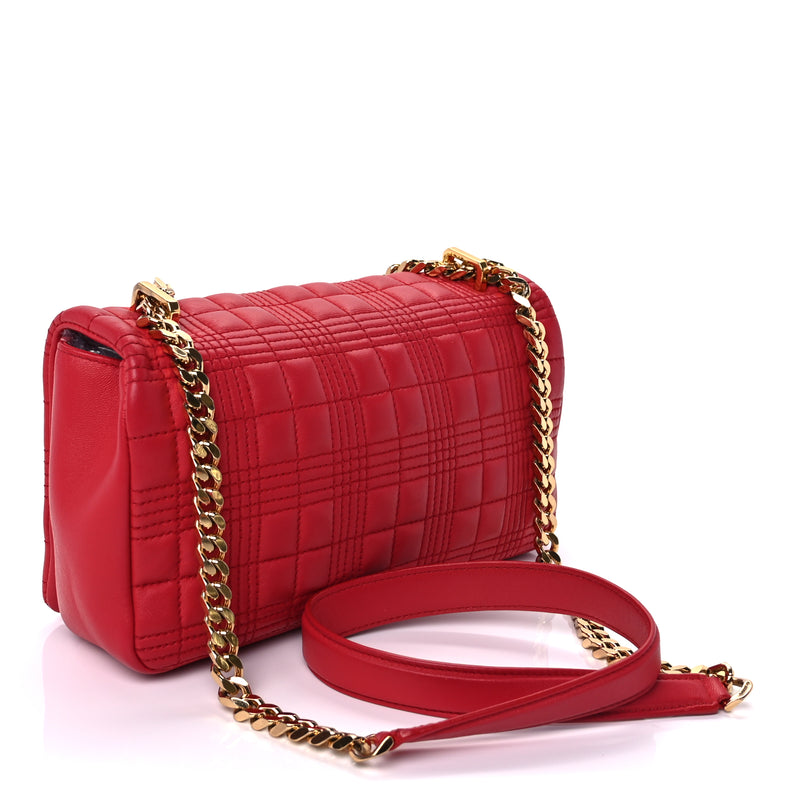  Burberry Lambskin Quilted Small Lola Bag Red