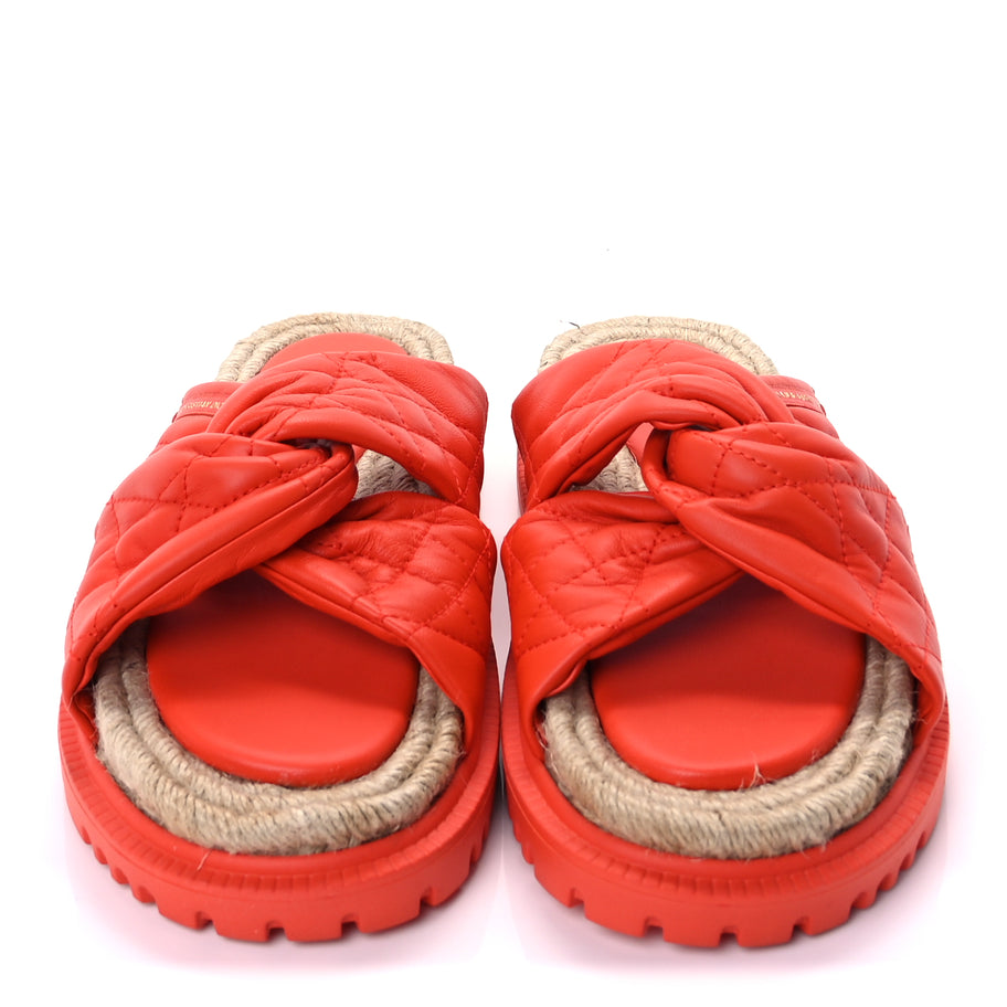 Christian Dior Calfskin Cannage Dtwist Espadrille Platform Sandals 37  Orange Image 2
