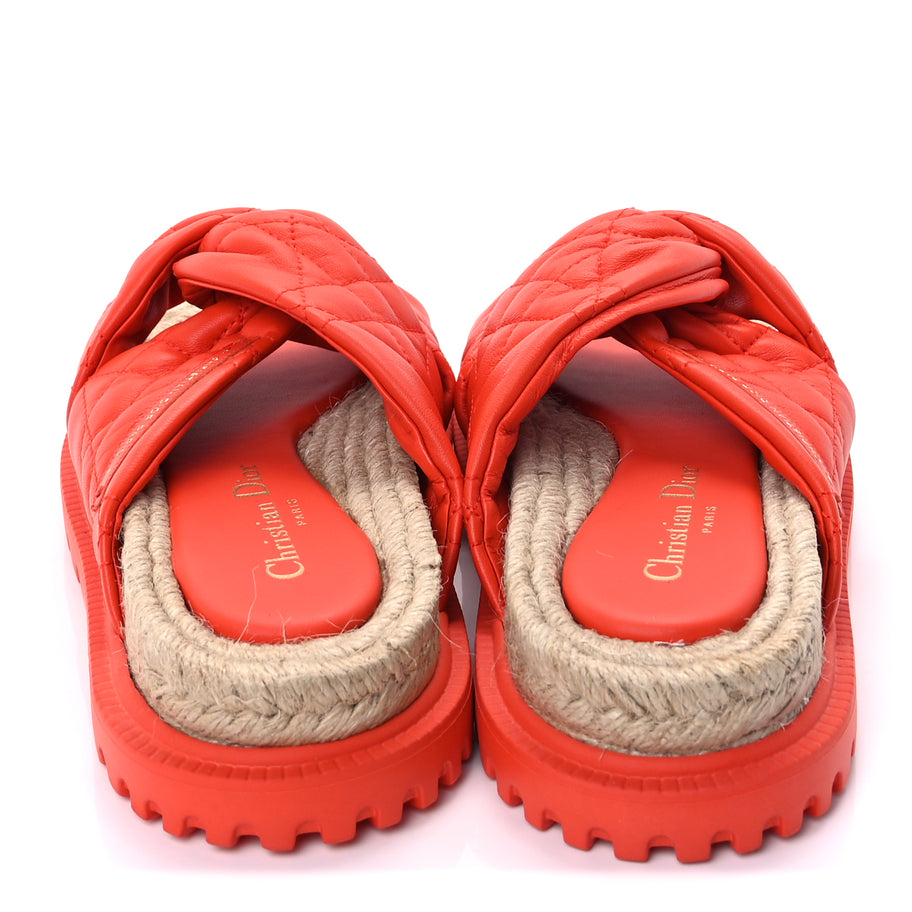 Christian Dior Calfskin Cannage Dtwist Espadrille Platform Sandals 37  Orange Image 5