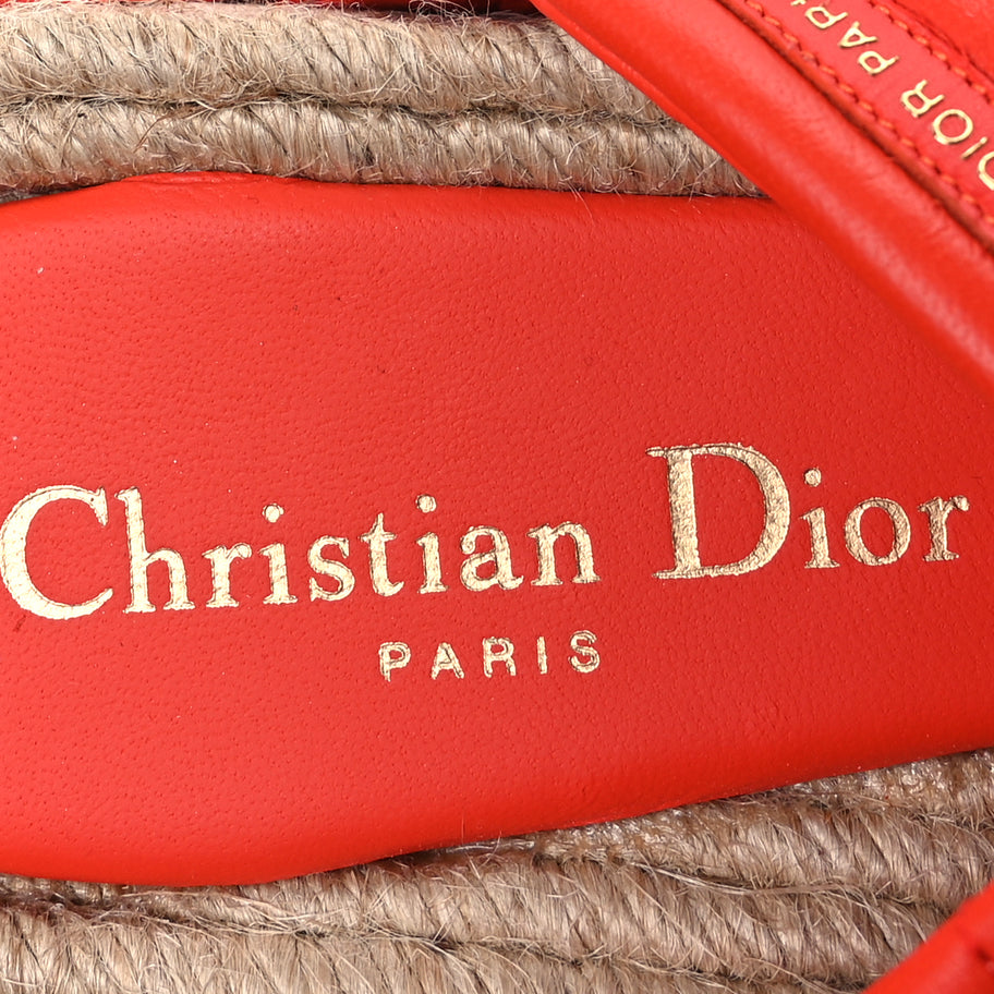 Christian Dior Calfskin Cannage Dtwist Espadrille Platform Sandals 37  Orange Image 9