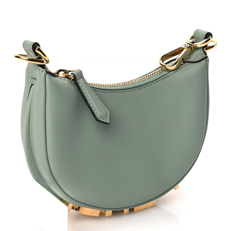  Fendi Vitello Grace New Matte Nano Fendigraphy Hobo Charm Menta
