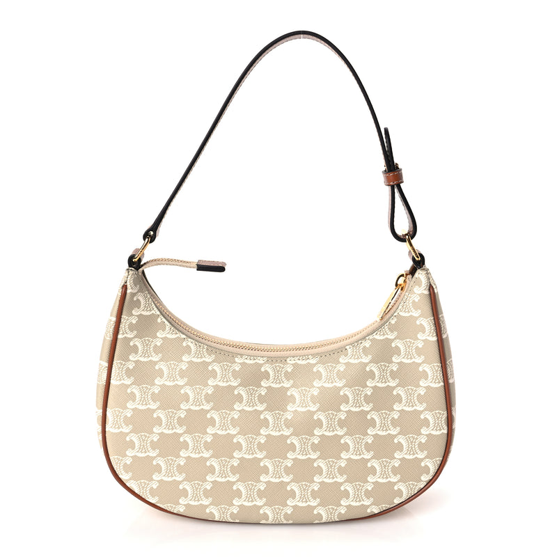  Celine Canvas Calfskin Ava Triomphe Shoulder Bag Grege