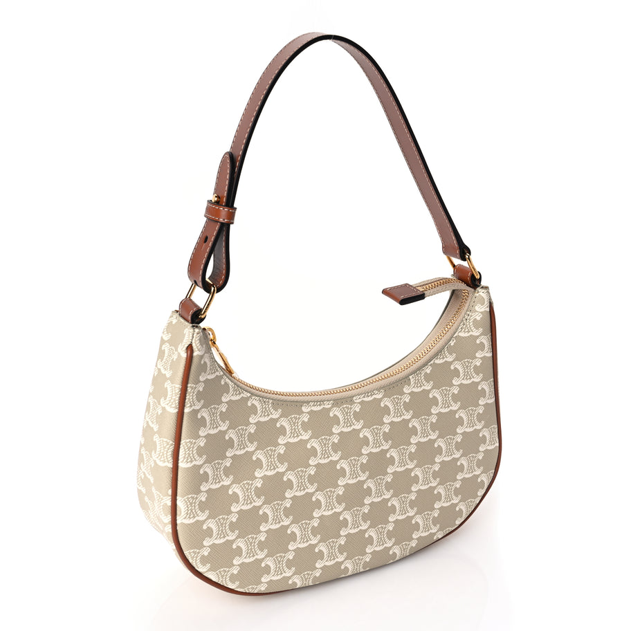 Celine Canvas Calfskin Ava Triomphe Shoulder Bag Grege Image 2
