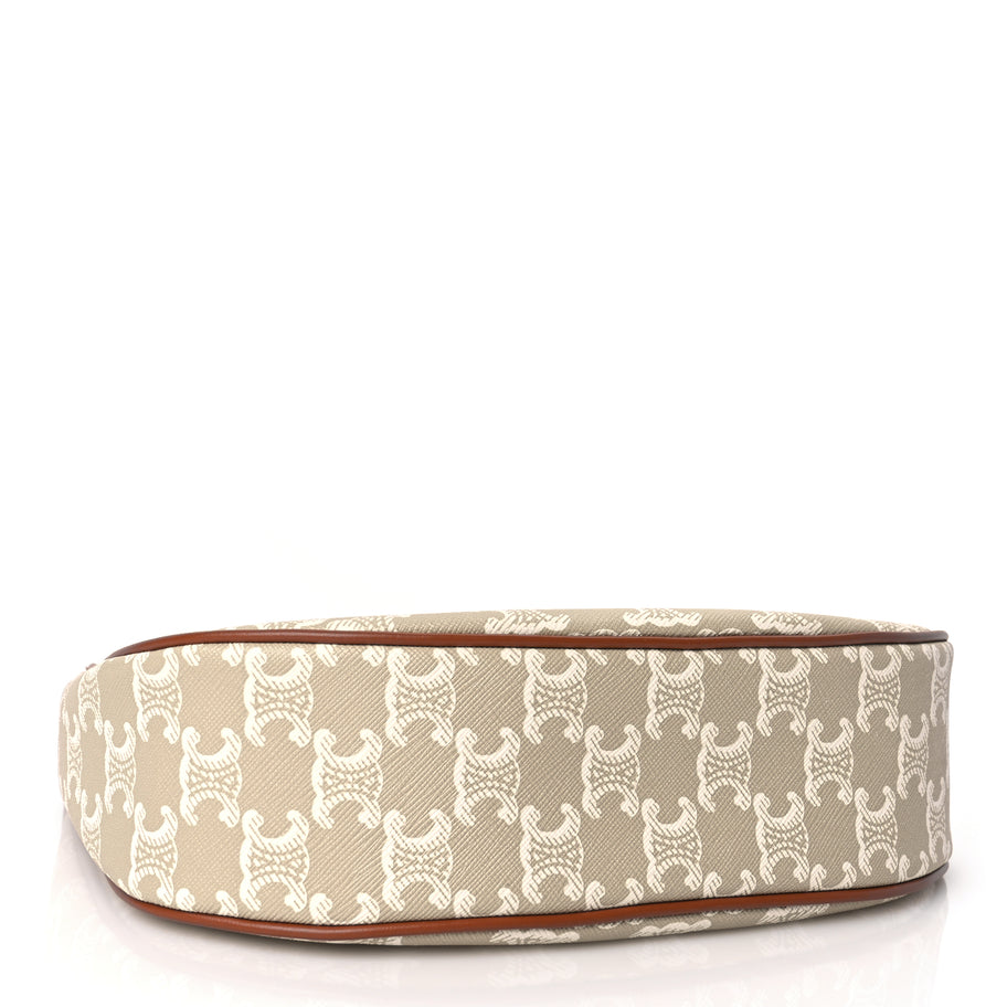 Celine Canvas Calfskin Ava Triomphe Shoulder Bag Grege Image 3