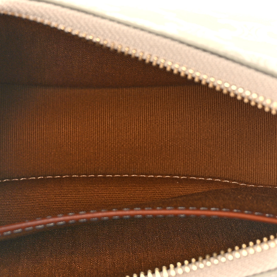 Celine Canvas Calfskin Ava Triomphe Shoulder Bag Grege Image 4