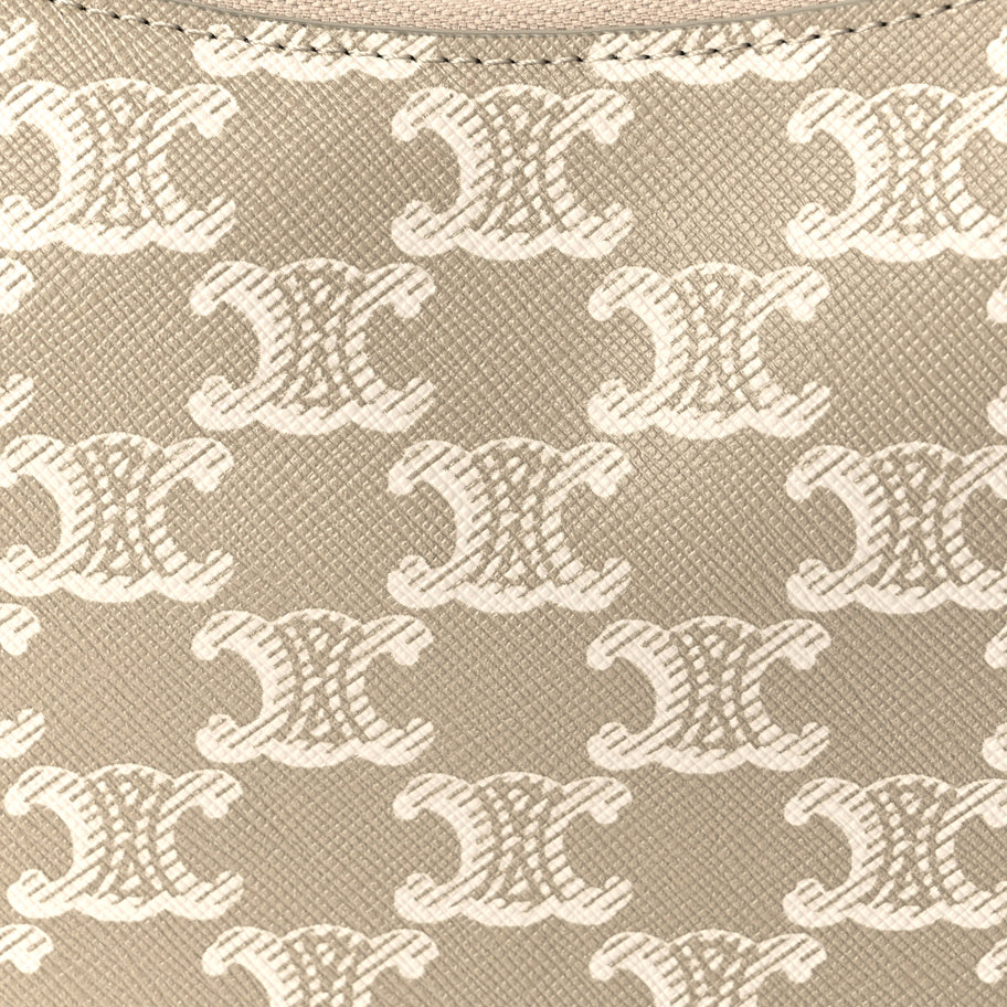 Celine Canvas Calfskin Ava Triomphe Shoulder Bag Grege Image 6