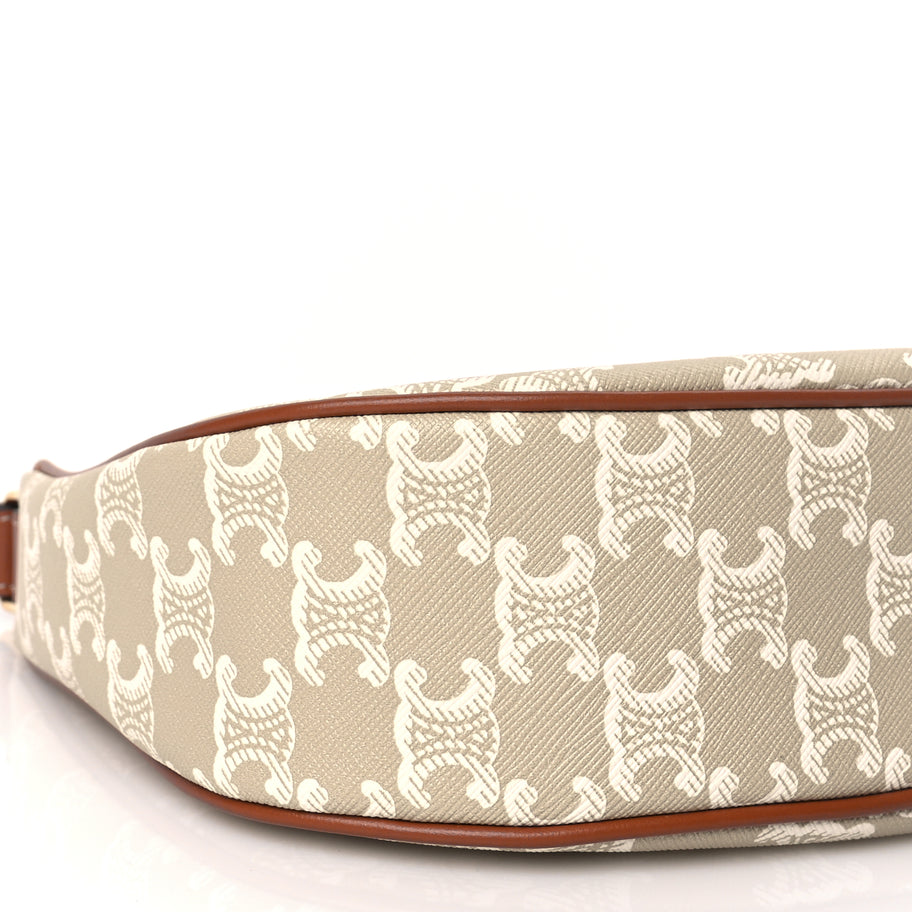 Celine Canvas Calfskin Ava Triomphe Shoulder Bag Grege Image 7