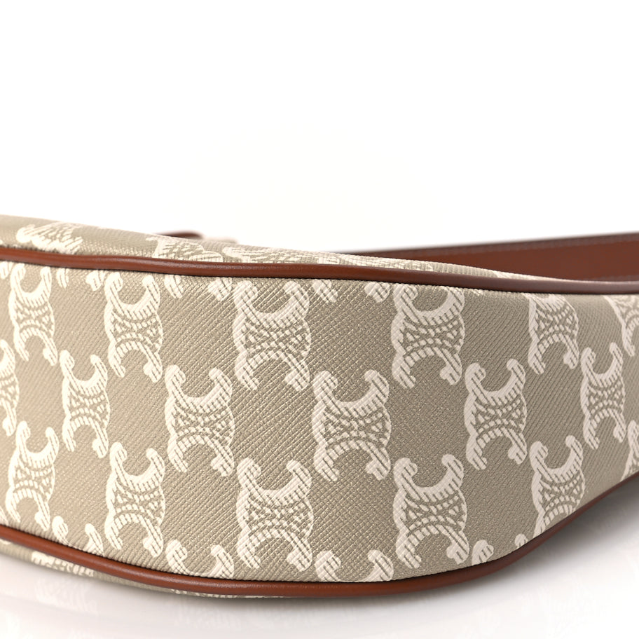 Celine Canvas Calfskin Ava Triomphe Shoulder Bag Grege Image 8