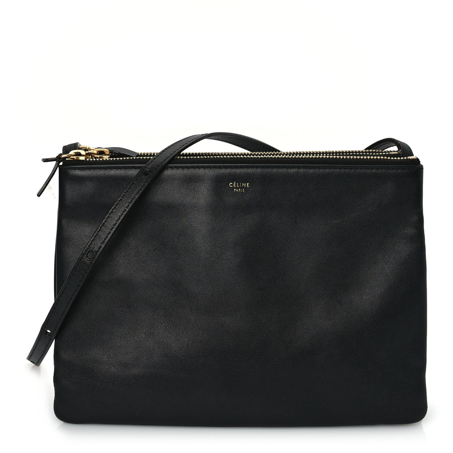 Celine Lambskin Small Trio Crossbody Bag Black Image 1
