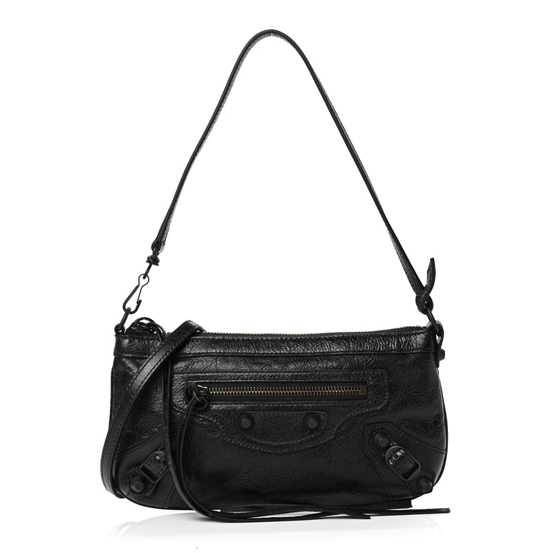  Balenciaga Agneau Arena Classic Hardware Le City Pouch On Strap Black