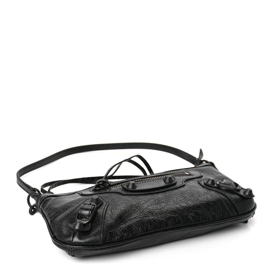 Balenciaga Agneau Arena Classic Hardware Le City Pouch On Strap Black Image 3