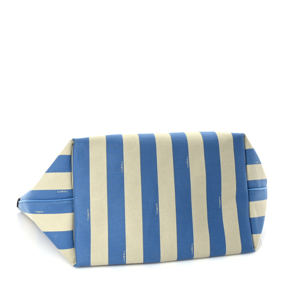 Fendi Pequin Stripe FF Large Roll Tote  Cerulean Blue Sand Beige Image 4