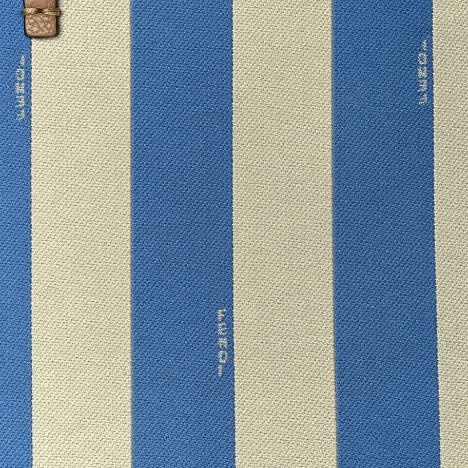 Fendi Pequin Stripe FF Large Roll Tote  Cerulean Blue Sand Beige Image 7