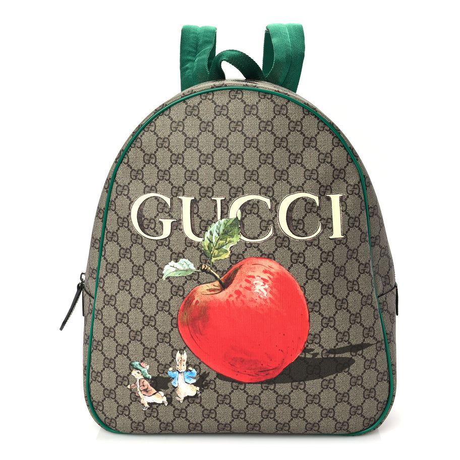 Gucci X Peter Rabbit GG Supreme Monogram Baseballs Web Childrens Backpack Green Image 1
