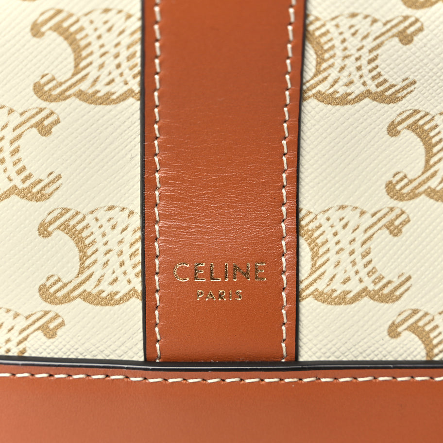 Celine Triomphe Canvas Calfskin Small Bucket Bag White Image 5