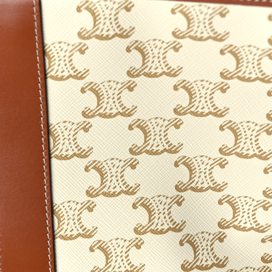 Celine Triomphe Canvas Calfskin Small Bucket Bag White Image 6