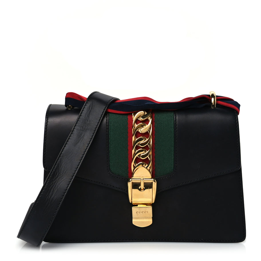 Gucci Calfskin Small Sylvie Shoulder Bag Blue Agata Image 1