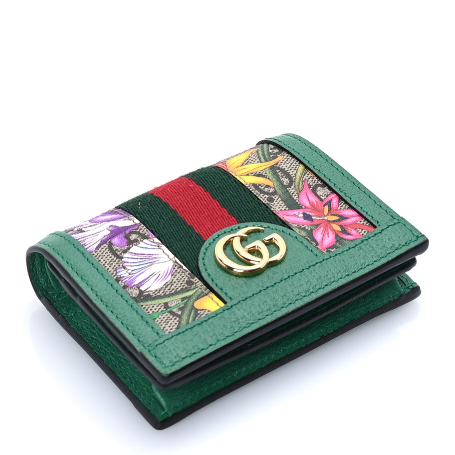 Gucci GG Supreme Monogram Flora Web Ophidia Card Case Green Image 5