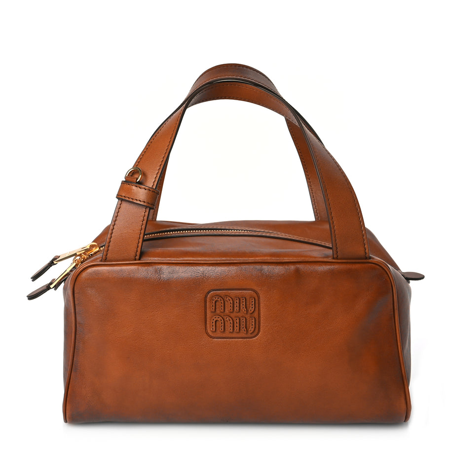 Miu Miu Calfskin Top Handle Bag Cognac Cognac Image 1