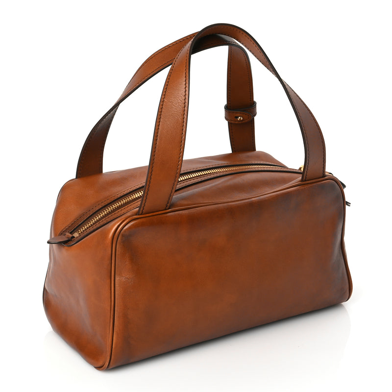  Miu Miu Calfskin Top Handle Bag Cognac Cognac