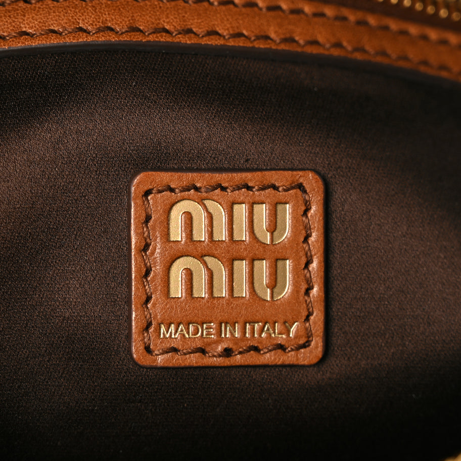 Miu Miu Calfskin Top Handle Bag Cognac Cognac Image 5