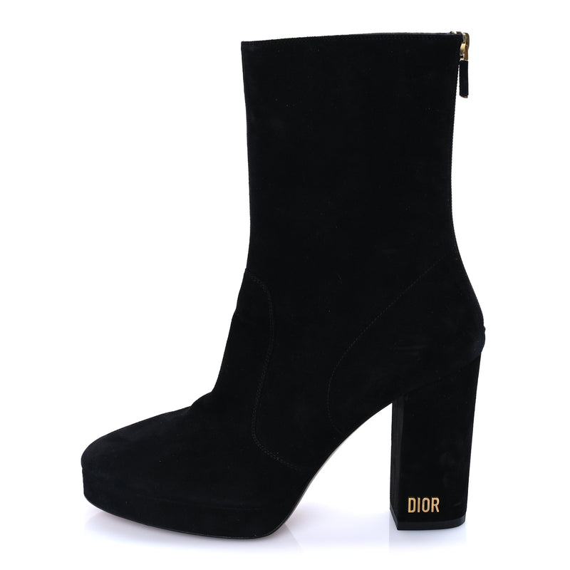  Christian Dior Suede D-rise Platform Ankle Boots 37.5 Black