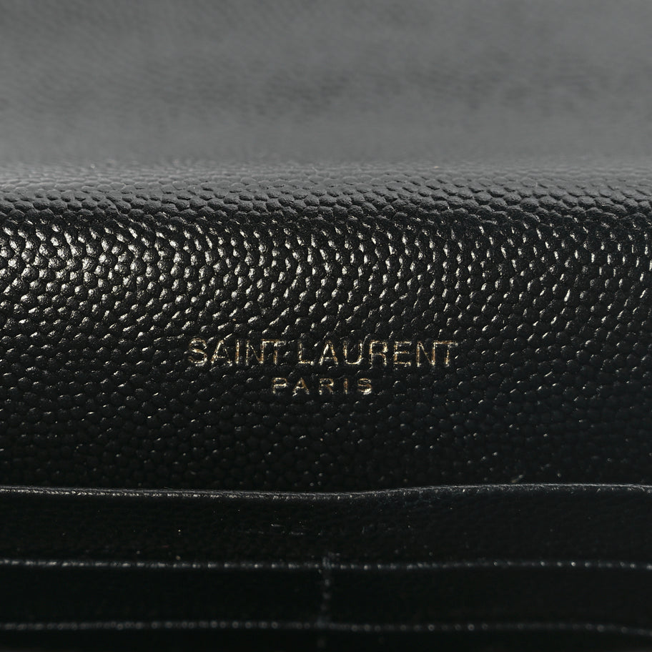 Saint Laurent Grain De Poudre Matelasse Chevron Monogram Envelope Chain Wallet Image 5