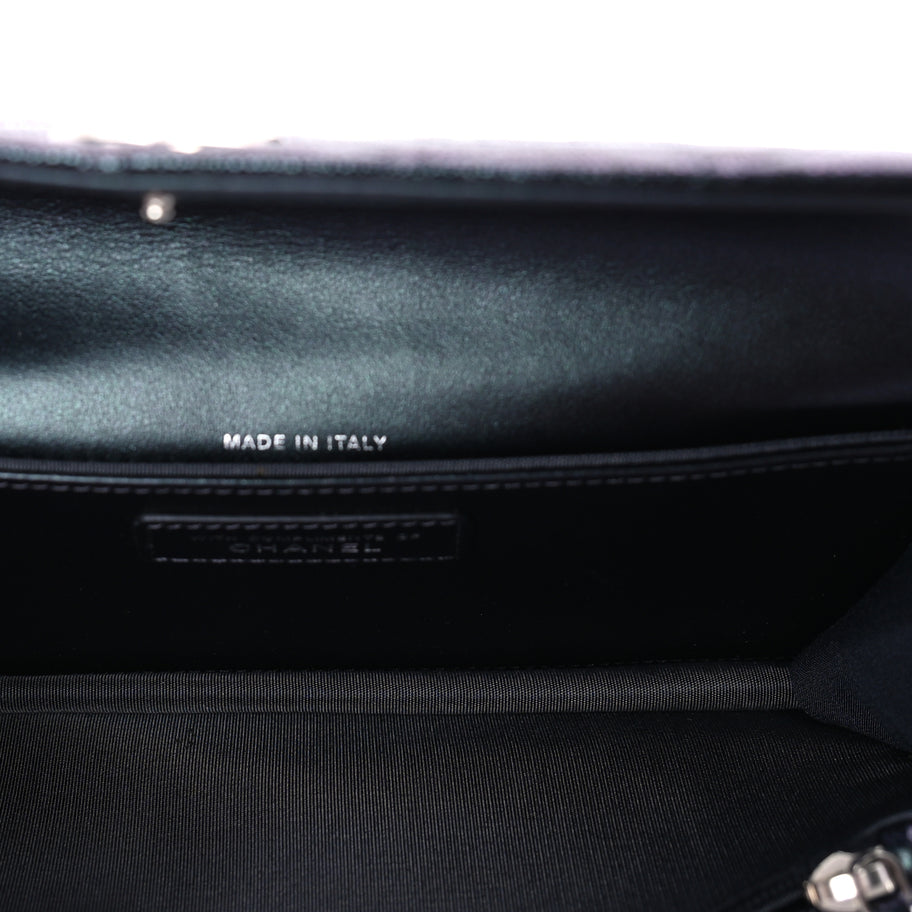 Chanel Iridescent Caviar Quilted Classic Pouch Clutch  Black Image 4
