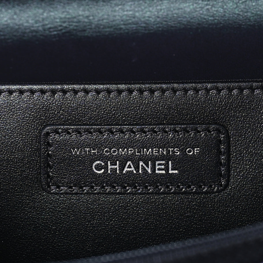 Chanel Iridescent Caviar Quilted Classic Pouch Clutch  Black Image 5