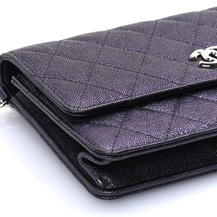 Chanel Iridescent Caviar Quilted Classic Pouch Clutch  Black Image 7