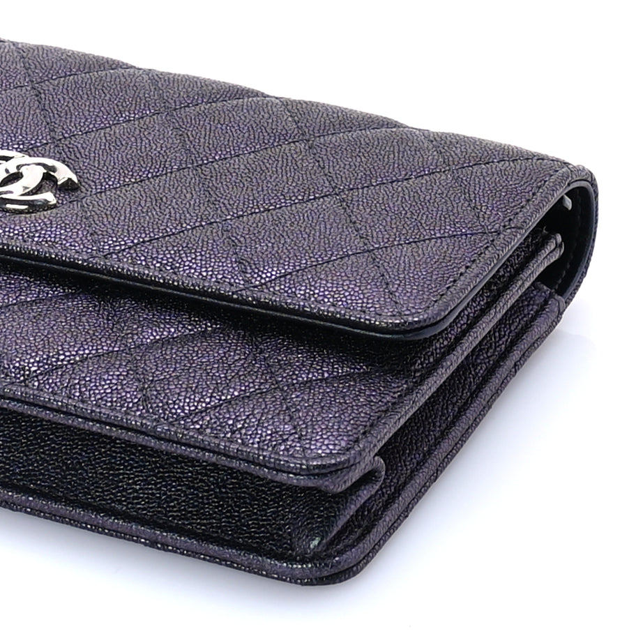Chanel Iridescent Caviar Quilted Classic Pouch Clutch  Black Image 8