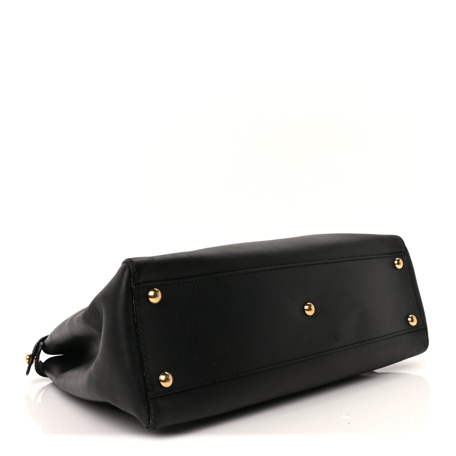 Fendi Vitello Seta Shiny Nappa Medium Peekaboo Iconic Satchel Black Image 3