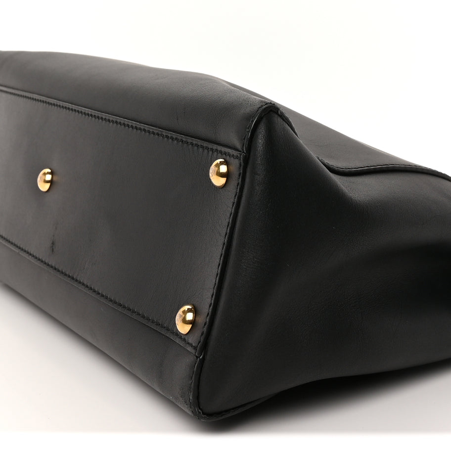 Fendi Vitello Seta Shiny Nappa Medium Peekaboo Iconic Satchel Black Image 7