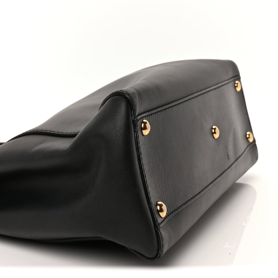 Fendi Vitello Seta Shiny Nappa Medium Peekaboo Iconic Satchel Black Image 8