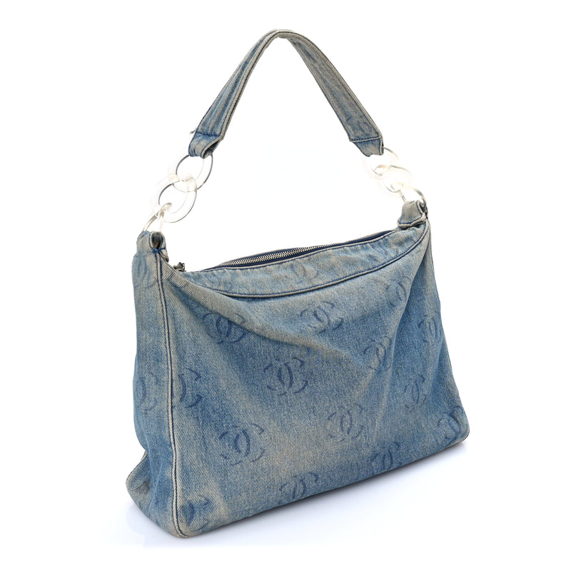  Chanel Denim CC Small Hobo Light Blue