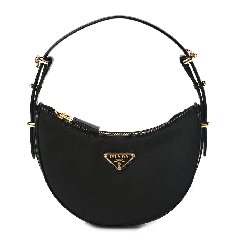 Prada Re-Nylon Spazzolato Mini Arque Shoulder Bag Black Image 1