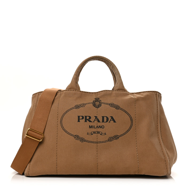  Prada Canapa Large Logo Tote Tabacco