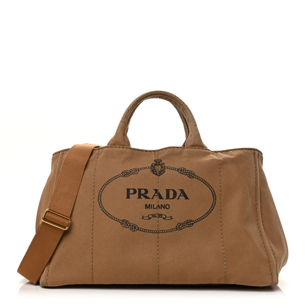 Prada Canapa Large Logo Tote Tabacco | Luxe Collective